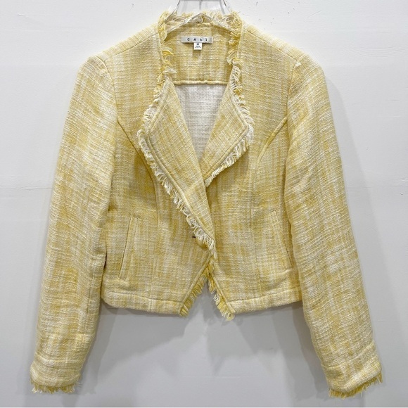 Cabi Yellow Daisy Tweed Blazer Jacket Size Medium Cotton - Picture 1 of 8